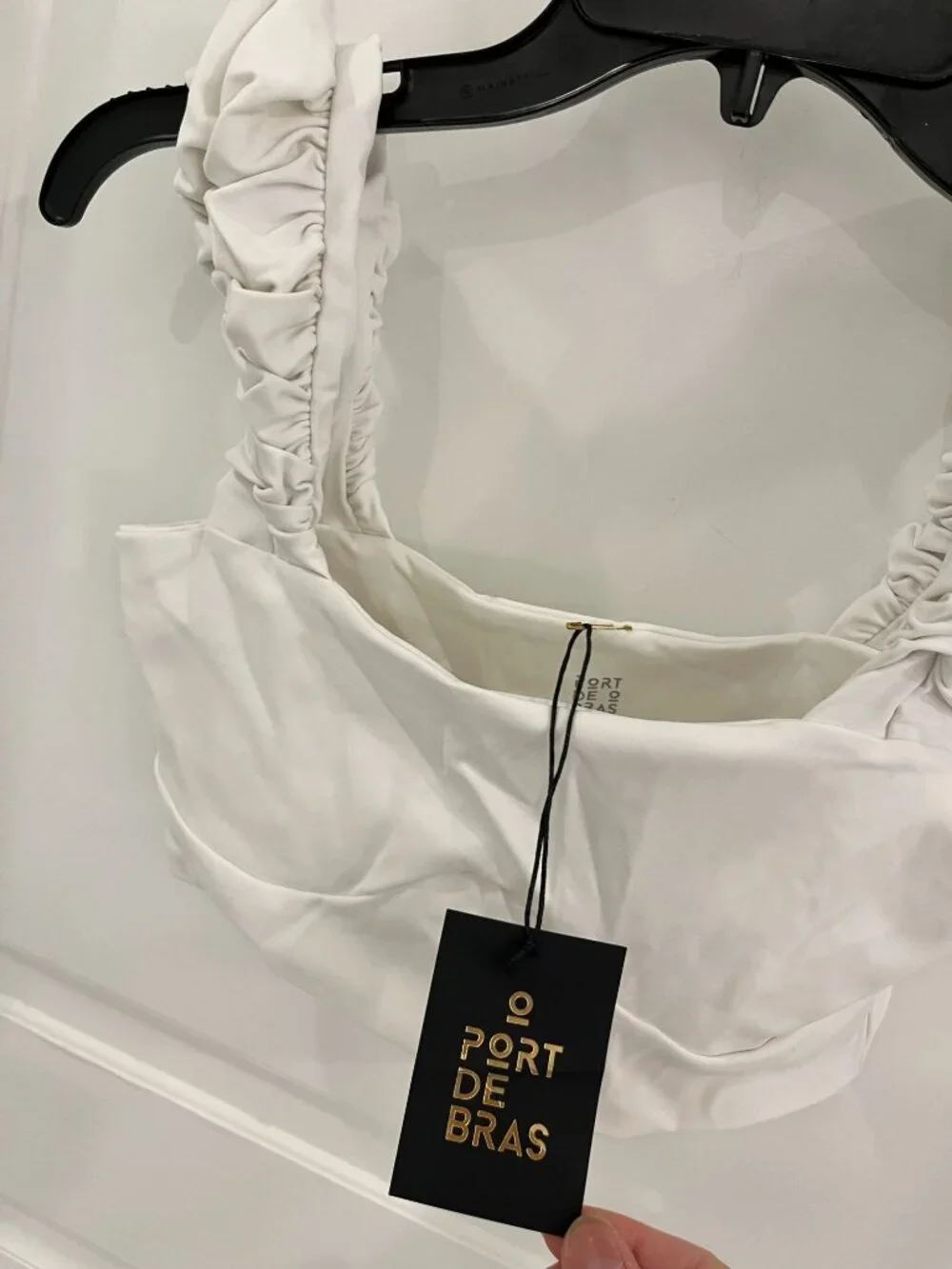 NWT Port De Bras White Scrunchie Crop Top Sports Bra Size SMALL - Picture 3 of 7